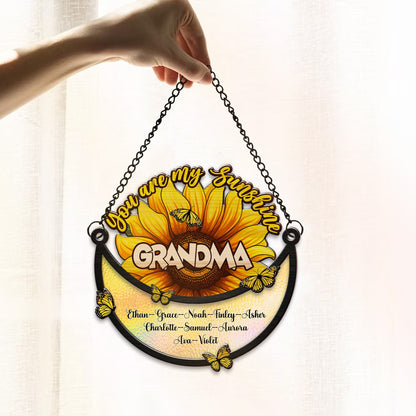 Personalized Mom Grandma With Kid Name You Are My Sunshine Hanging Suncatcher Ornament