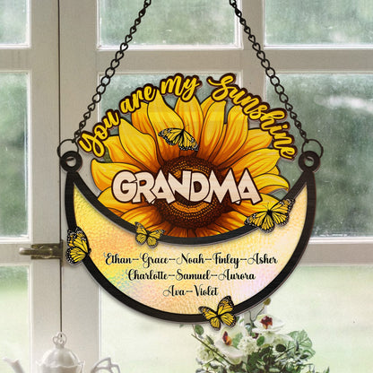 Personalized Mom Grandma With Kid Name You Are My Sunshine Hanging Suncatcher Ornament