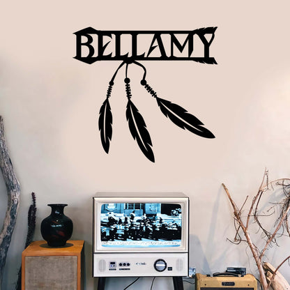 Personalized Native American Feather Cut Metal Sign