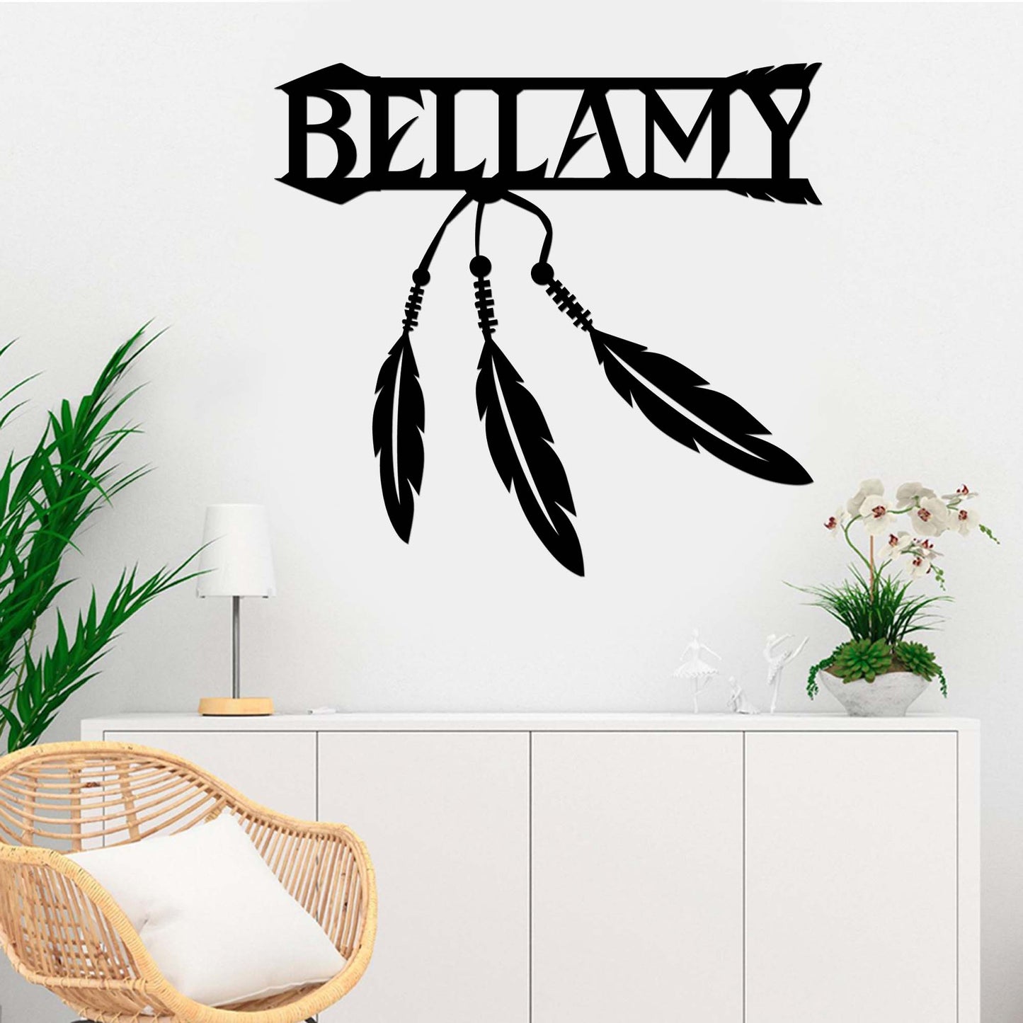 Personalized Native American Feather Cut Metal Sign