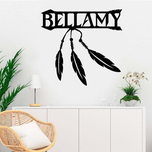 Personalized Native American Feather Cut Metal Sign