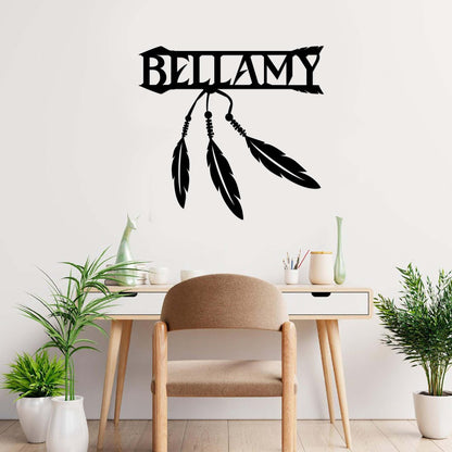 Personalized Native American Feather Cut Metal Sign