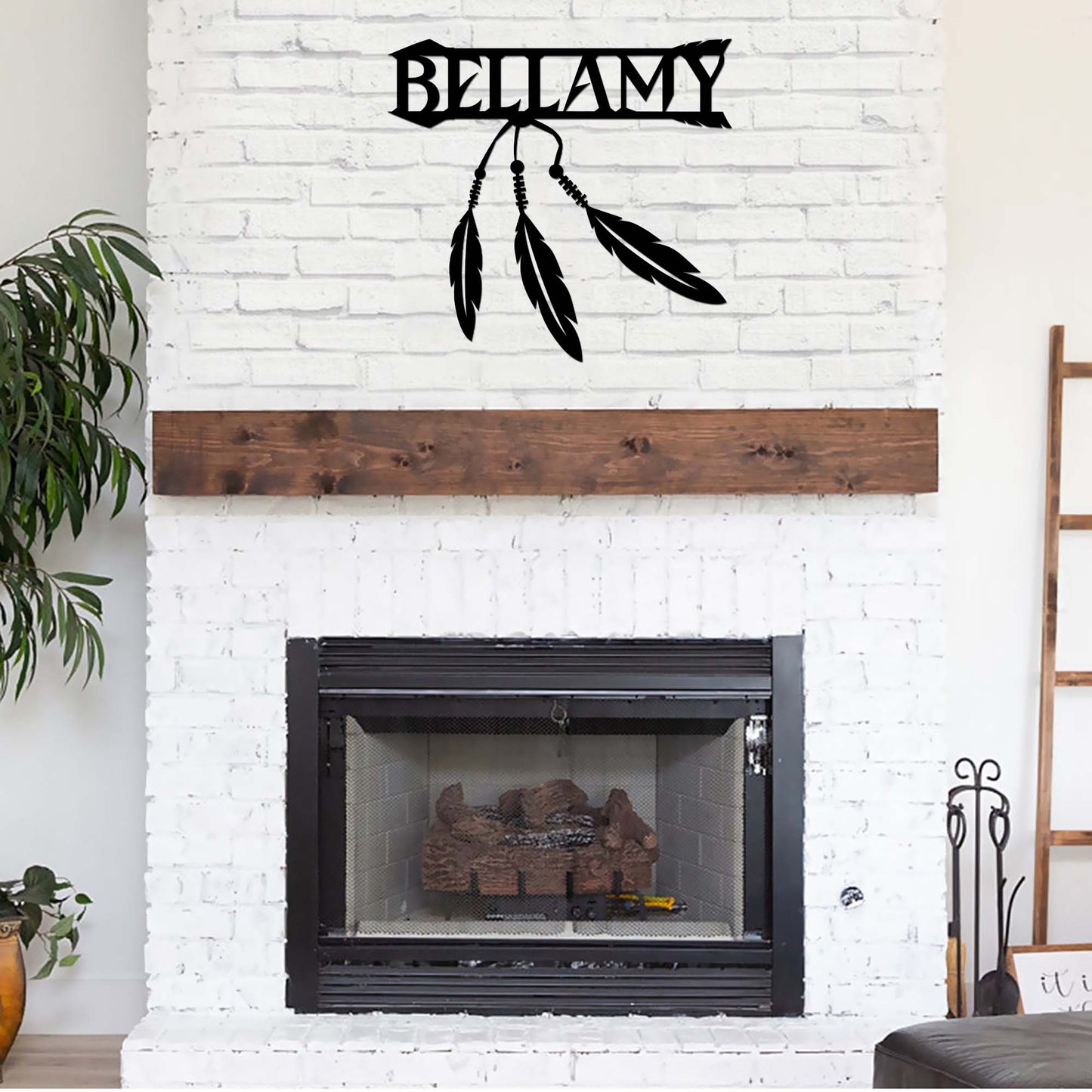 Personalized Native American Feather Cut Metal Sign