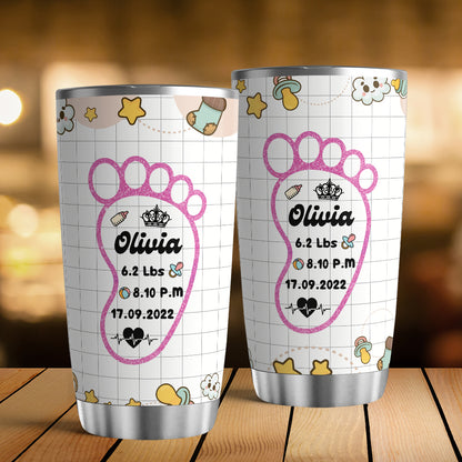 Personalized New Baby Foot Tumbler