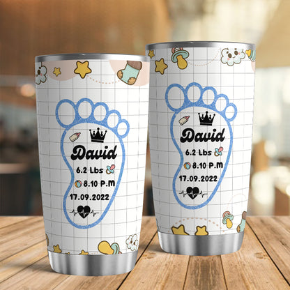 Personalized New Baby Foot Tumbler