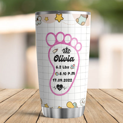 Personalized New Baby Foot Tumbler