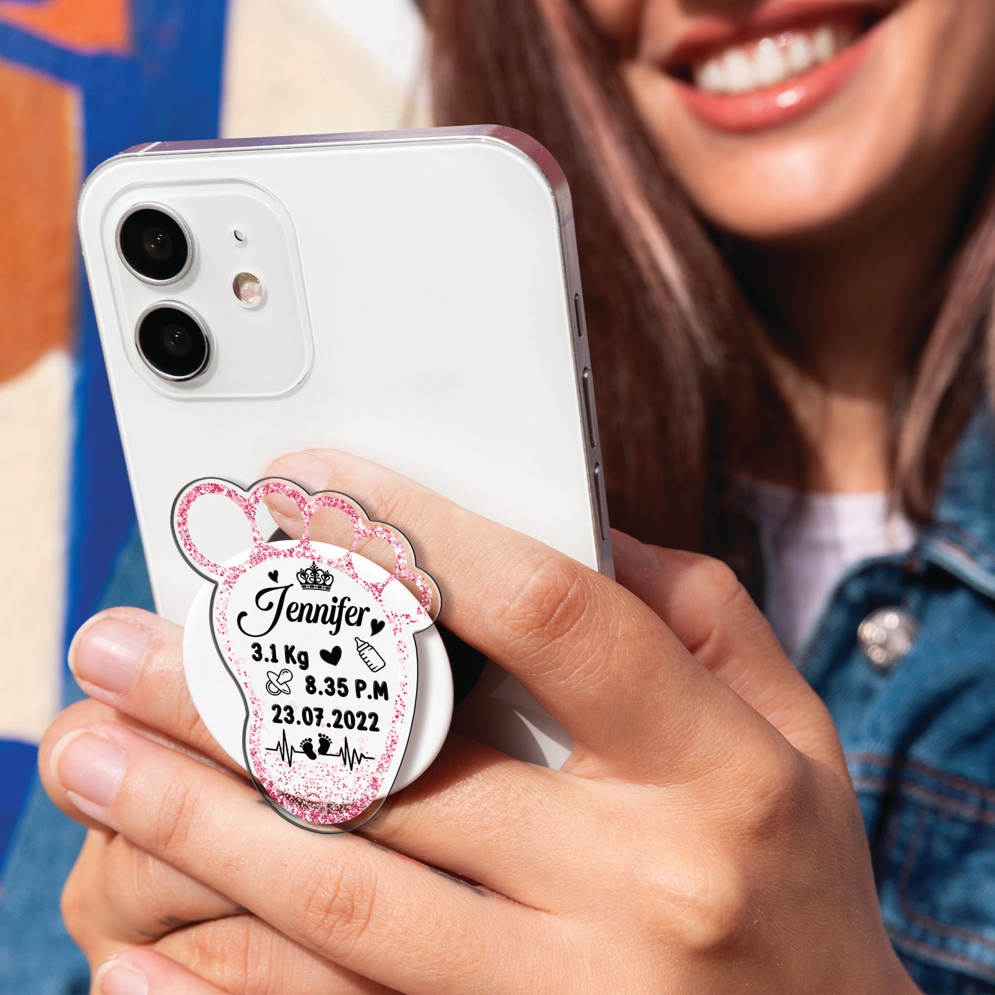 Personalized New Baby Foot Acrylic Magnetic Phone Grip