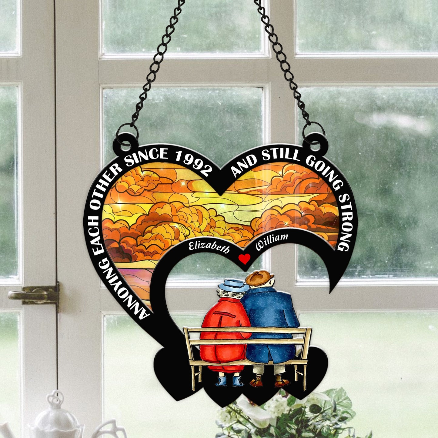 Personalized Old Couple Annoying Each Other Still Going Strong Hanging Suncatcher Ornament