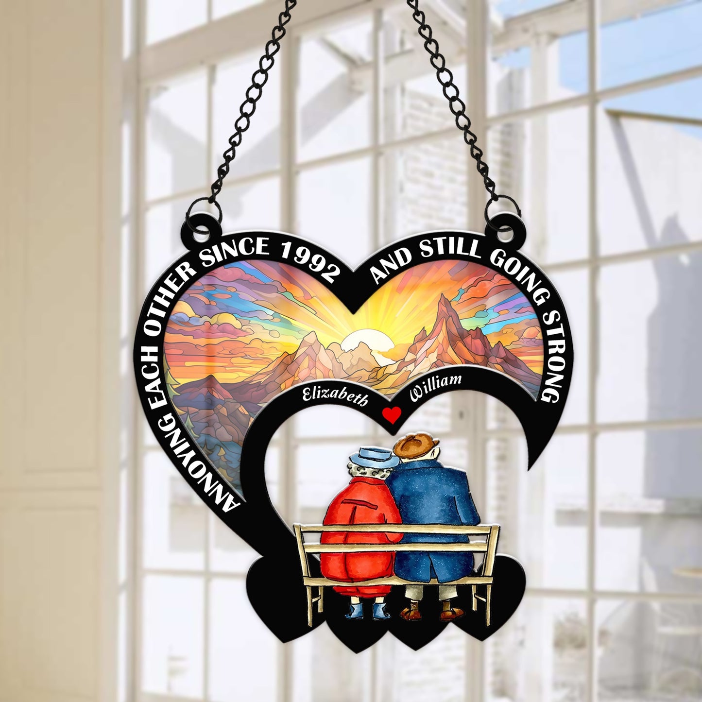 Personalized Old Couple Annoying Each Other Still Going Strong Hanging Suncatcher Ornament