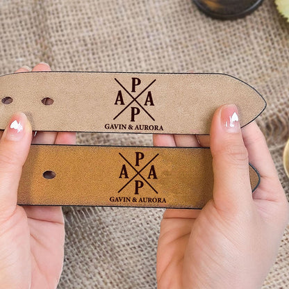 Personalized PAPA Leather Belt, Fathers Day Gift For Dad Leather Belt