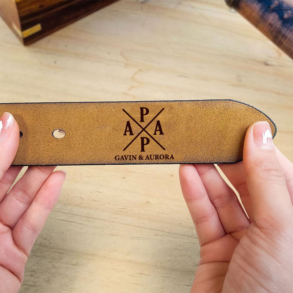 Personalized PAPA Leather Belt, Fathers Day Gift For Dad Leather Belt