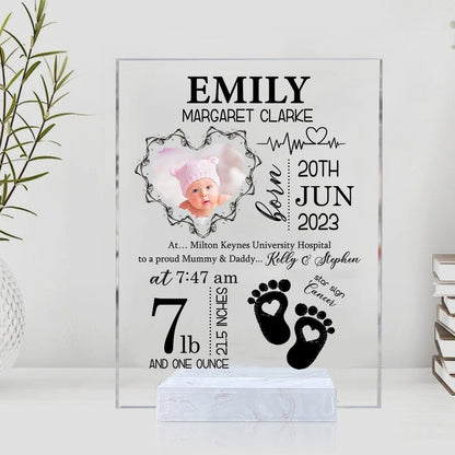 Personalized Photo New Baby, Custom Newborn Baby For Nursery Acrylic Plaque