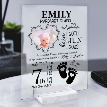 Personalized Photo New Baby, Custom Newborn Baby For Nursery Acrylic Plaque