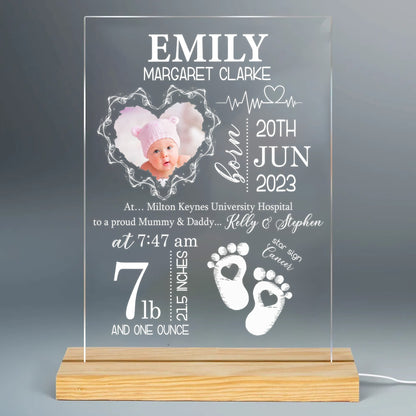 Personalized Photo New Baby, Custom Newborn Baby For Nursery Acrylic LED Light Night