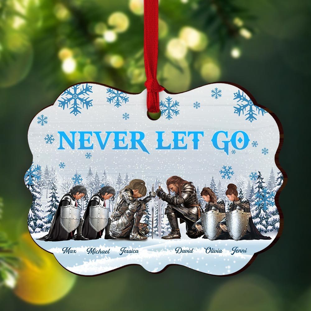 Personalized The Family Warrior Never Let Go Wooden Ornament