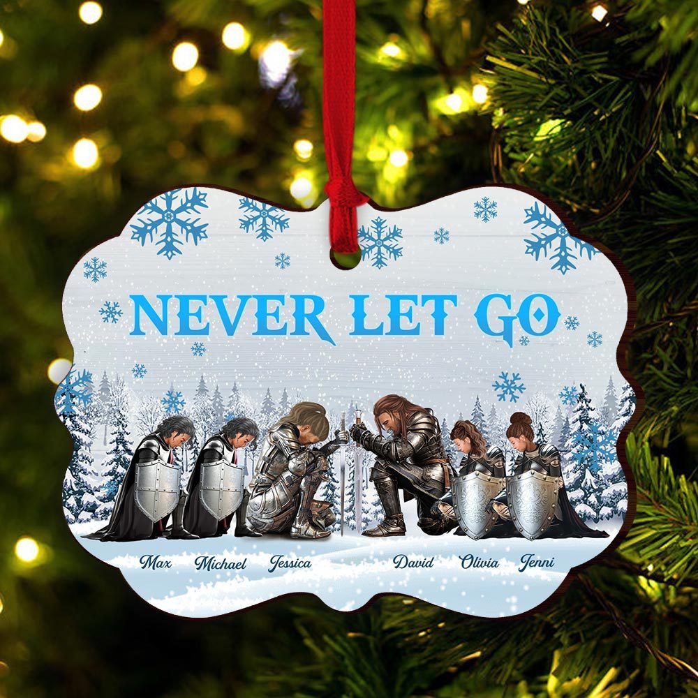 Personalized The Family Warrior Never Let Go Wooden Ornament