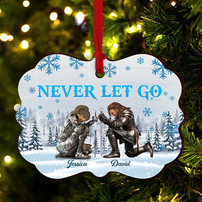 Personalized The Family Warrior Never Let Go Wooden Ornament