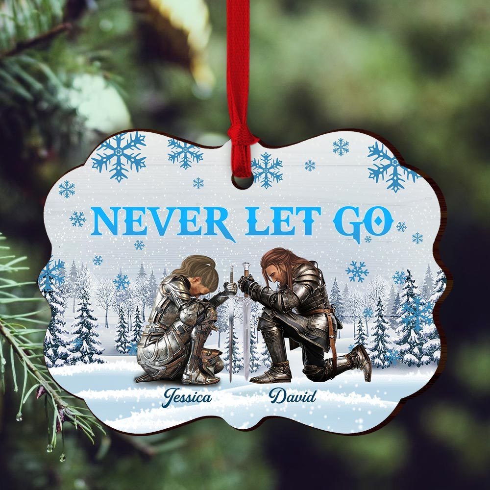 Personalized The Family Warrior Never Let Go Wooden Ornament