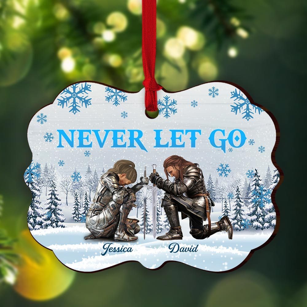 Personalized The Family Warrior Never Let Go Wooden Ornament