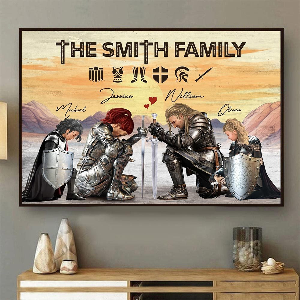 Personalized The Family Warrior Of God Put On The Full Armor Of God Ephesians 6:10 Poster Canvas