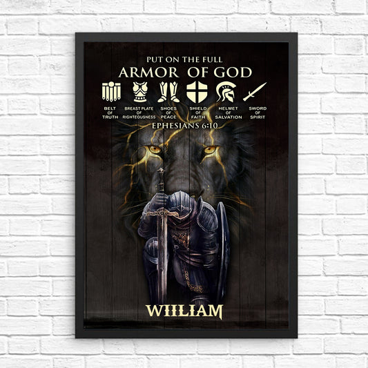 Personalized Man Warrior of God Put On The Full Armor Of God Ephesians 6-10 Poster