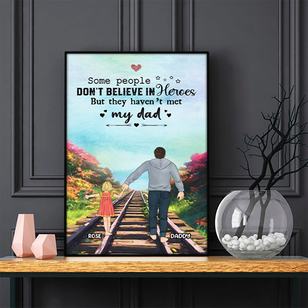 Personalized Father And Daughter Best Dad Ever Poster Canvas