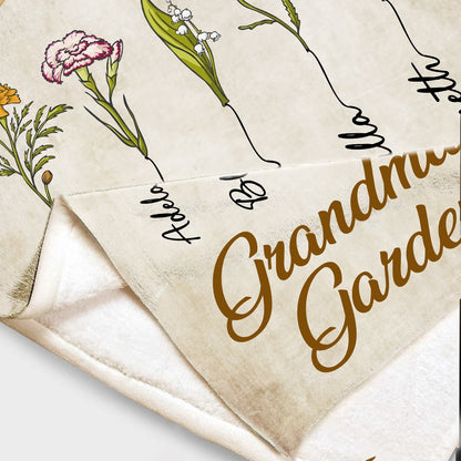 Personalized Grandma's Garden Custom Birth Month Flower Family Fleece Blanket