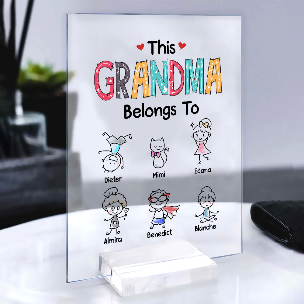 Personalized This Grandma Belongs To Fun Kids Acrylic Plaque