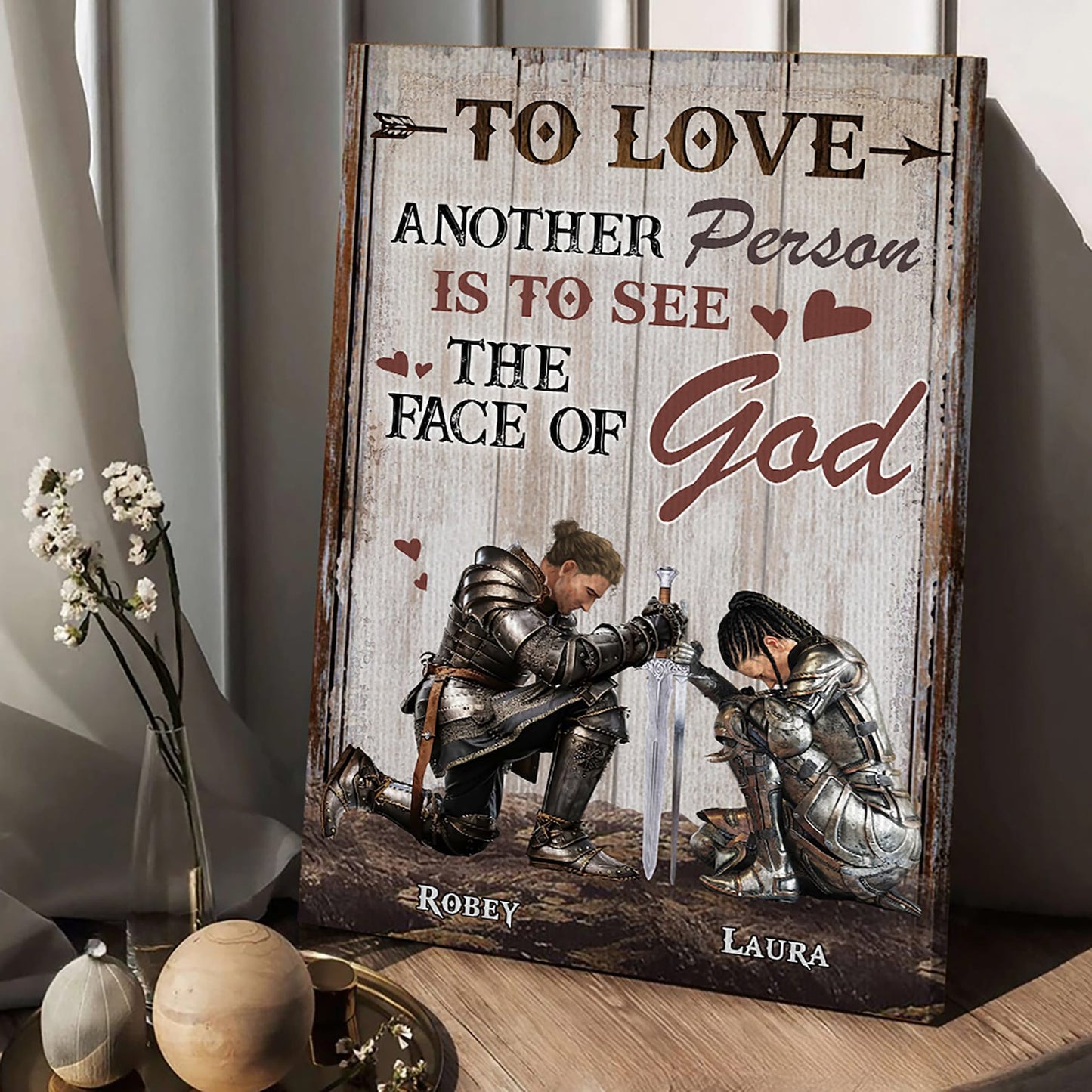 Personalized Couples Warrior To Love Another Person Is To See The Face Of God Canvas Prints