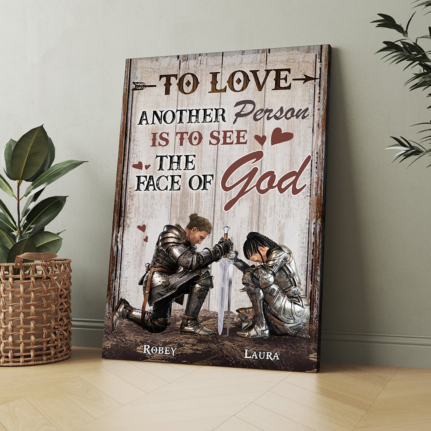 Personalized Couples Warrior To Love Another Person Is To See The Face Of God Canvas Prints