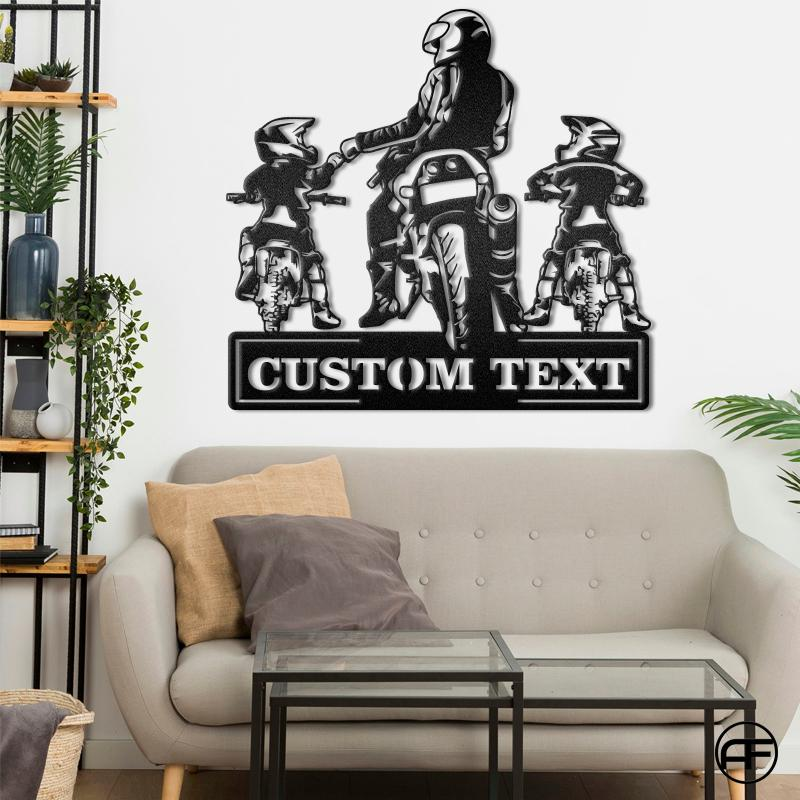 Personalized Father Son Motocross Biker Cut Metal Sign