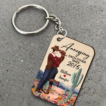 Personalized Couple Cowboy You And Me We Got This Wooden Keychain