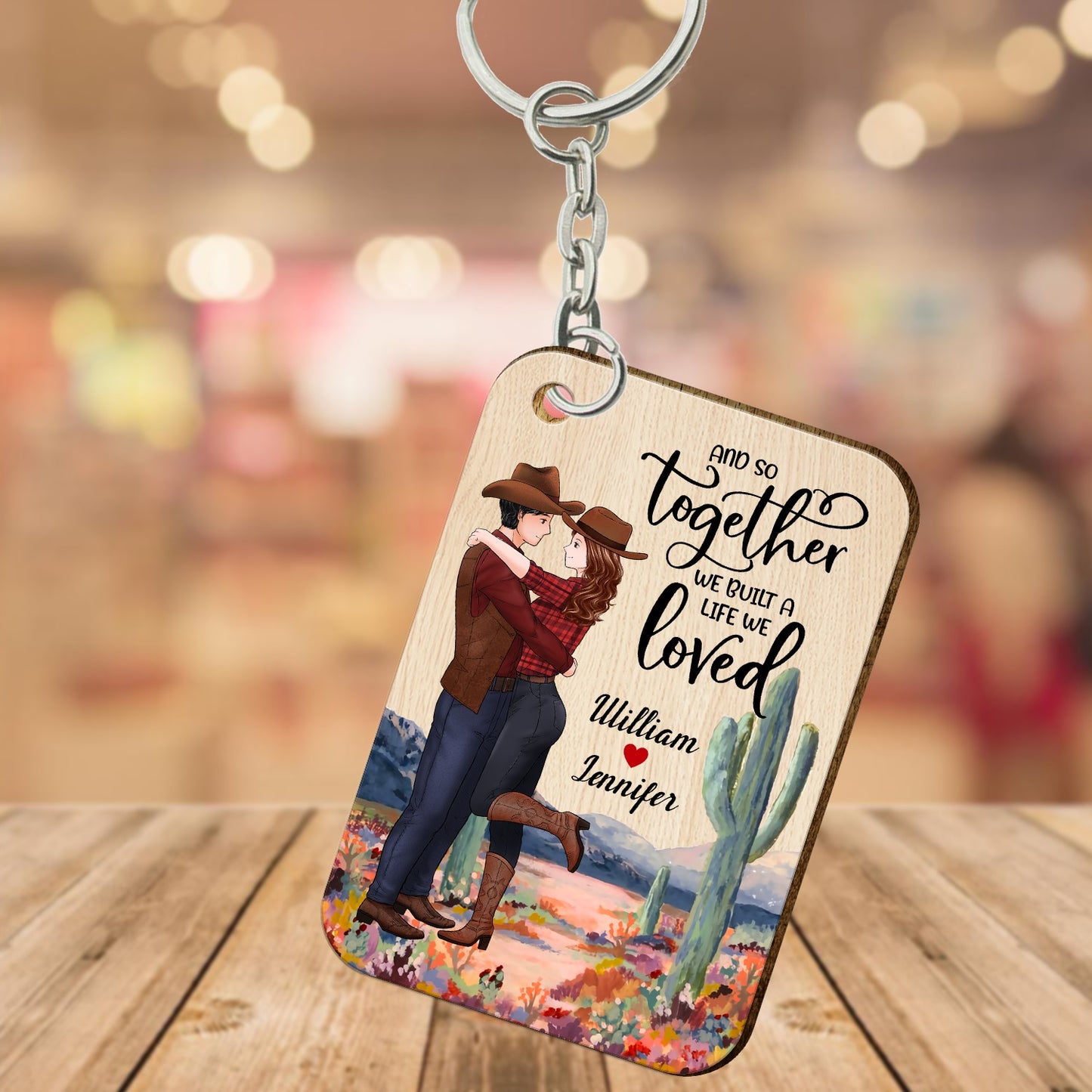 Personalized Couple Cowboy You And Me We Got This Wooden Keychain