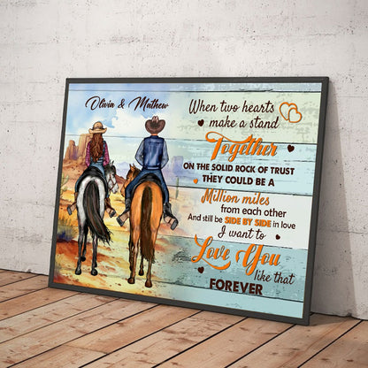 Personalized Cowboy Couple When Two Hearts Make A Stand Together On The Solid Rock Of Trust Poster Canvas