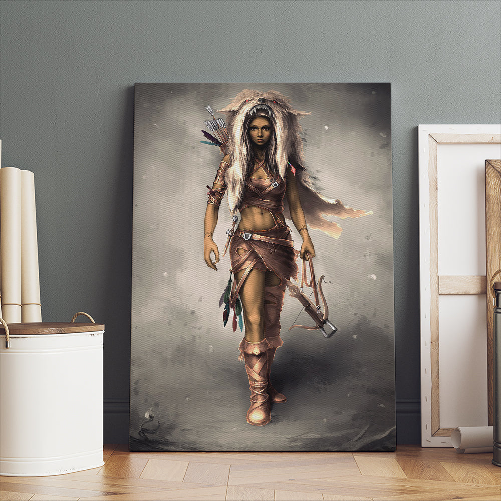 Native American Woman Warrior Poster Canvas, Wolf Native American ...