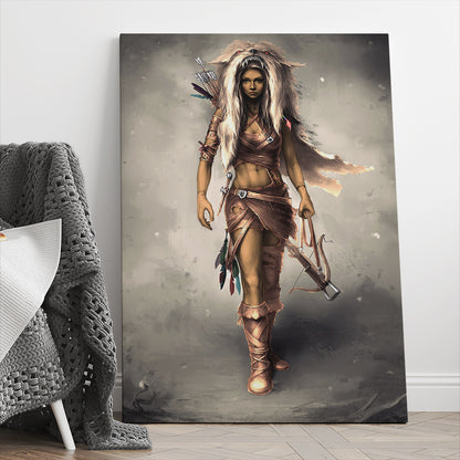 Native American Woman Warrior Canvas Prints