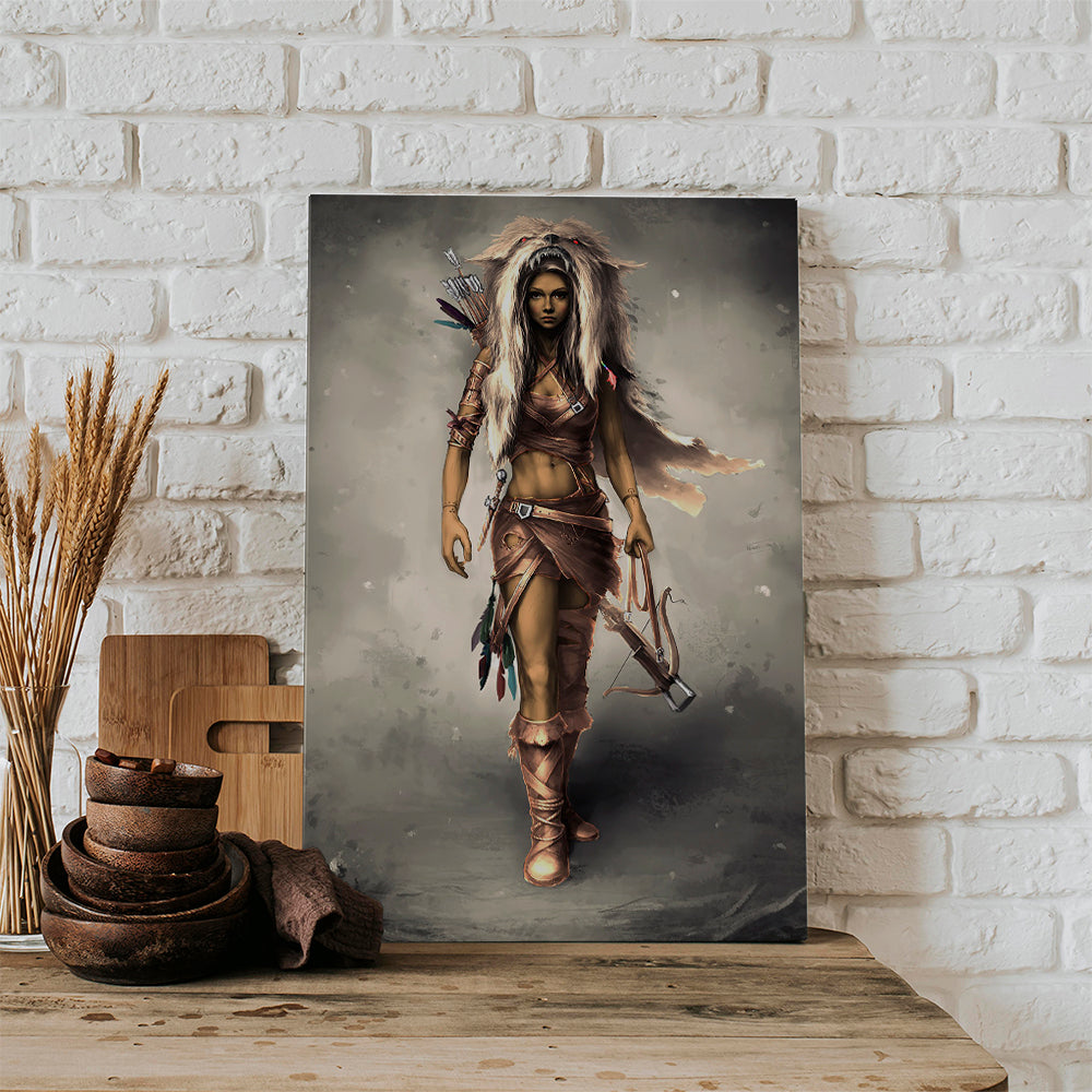 Native American Woman Warrior Canvas Prints