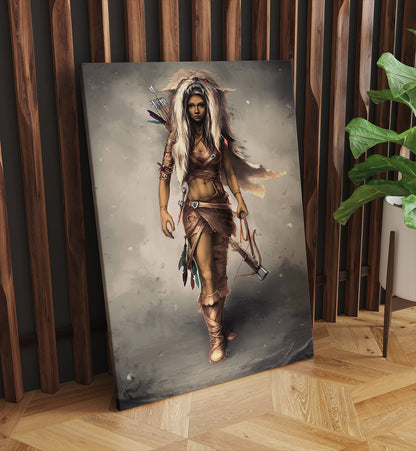 Native American Woman Warrior Canvas Prints