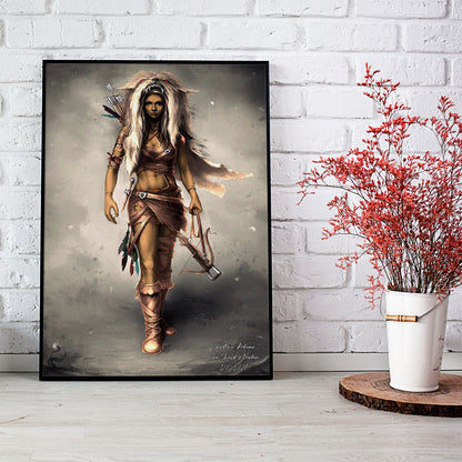 Native American Woman Warrior Poster Canvas