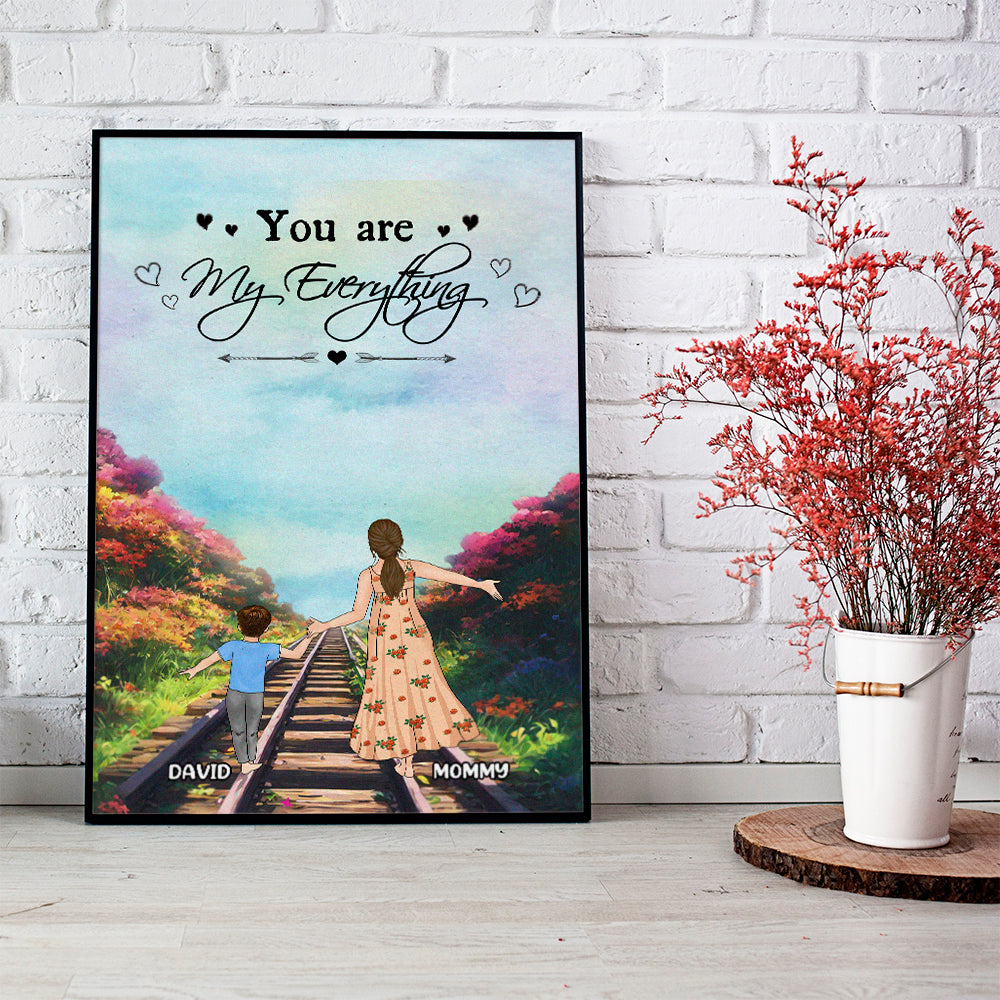 Personalized Mother And Son Walking Together Poster Canvas