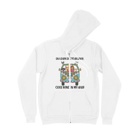 On A Dark Desert Highway Cool Wind In My Hair Car Hippie - Premium Zip Hoodie