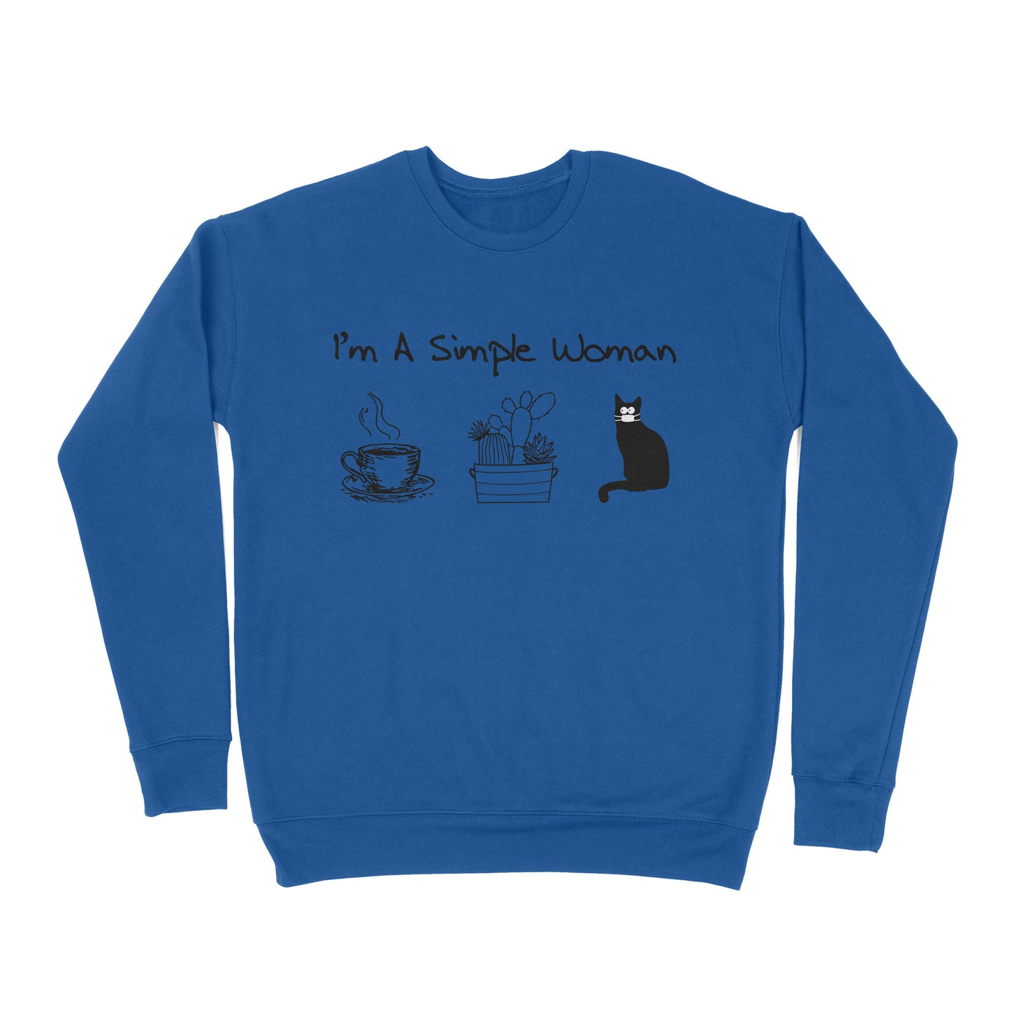 Premium Crew Neck Sweatshirt - I’m A Simple Woman Coffee Plants Cat