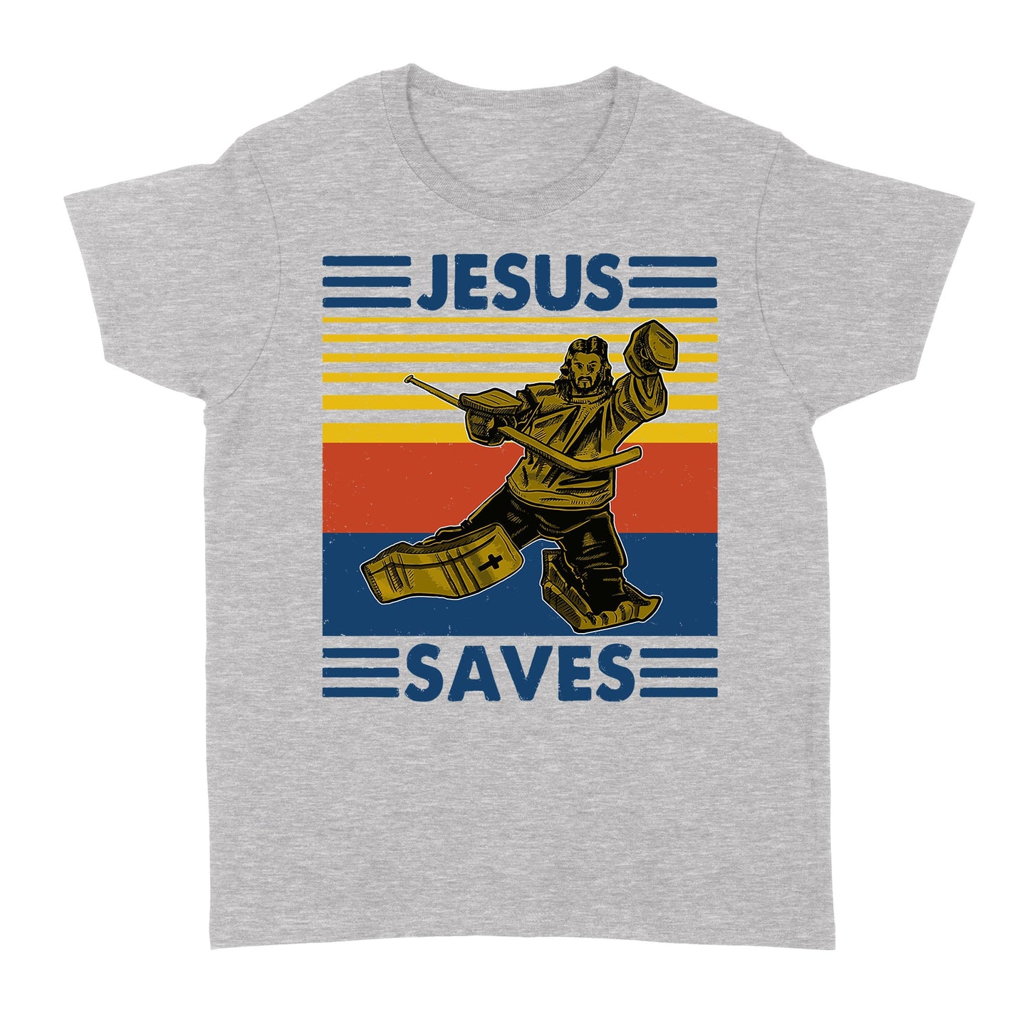 Jesus Saves Funny Vintage Hockey Ice Hockey Standard Women's T-shirt