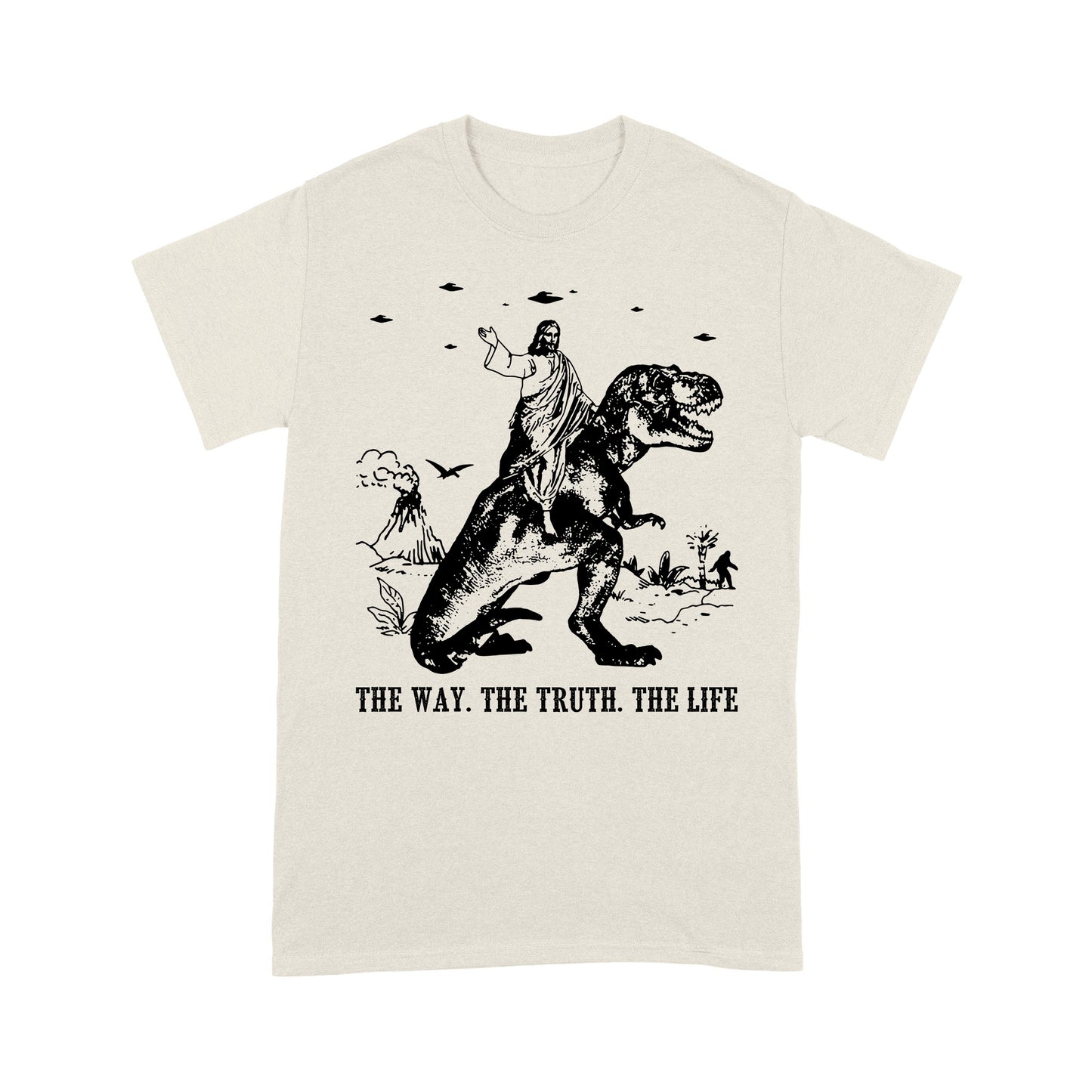 Premium T-shirt - Jesus Riding Dinosaur The Way. The Truth. The Life