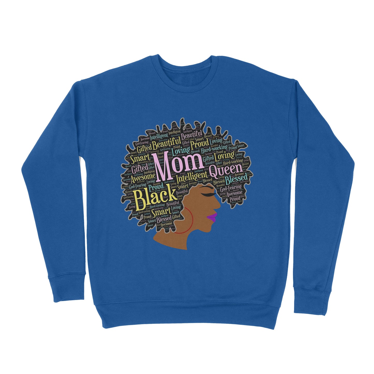 Premium Crew Neck Sweatshirt - Happy Mother’s Day Black Mom Queen Afro African Woman