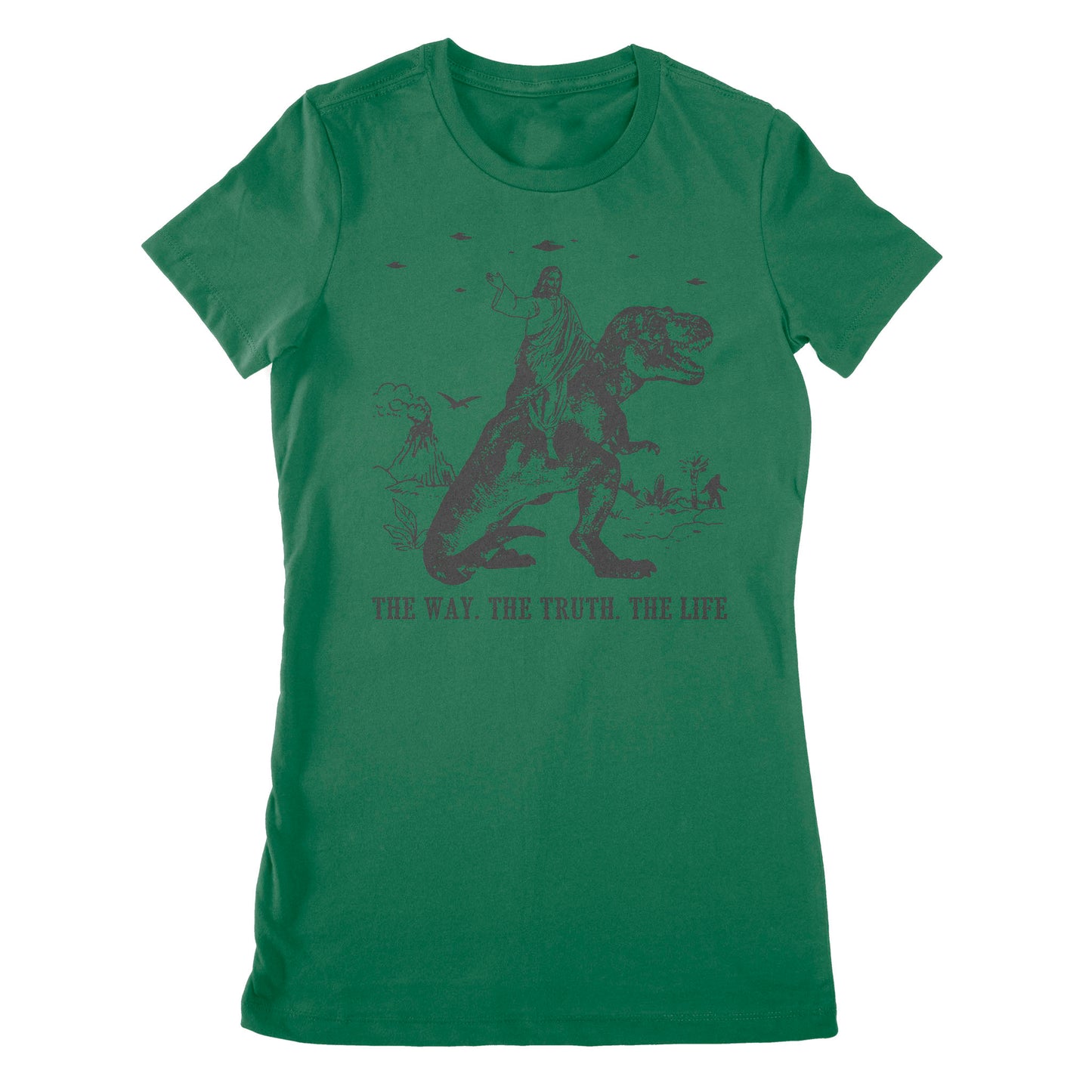 Premium Women's T-shirt - Jesus Riding Dinosaur The Way. The Truth. The Life