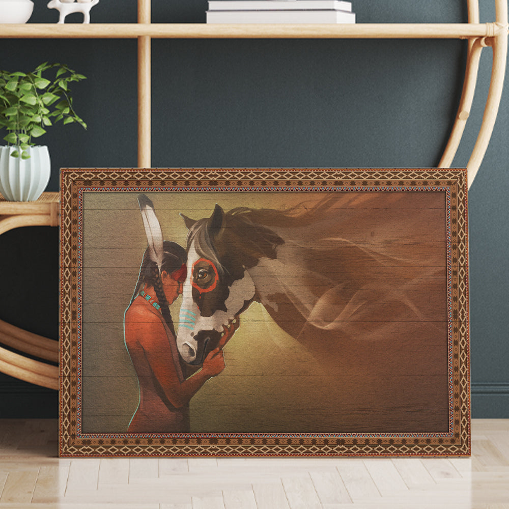 Horse And Woman Native American Canvas Prints