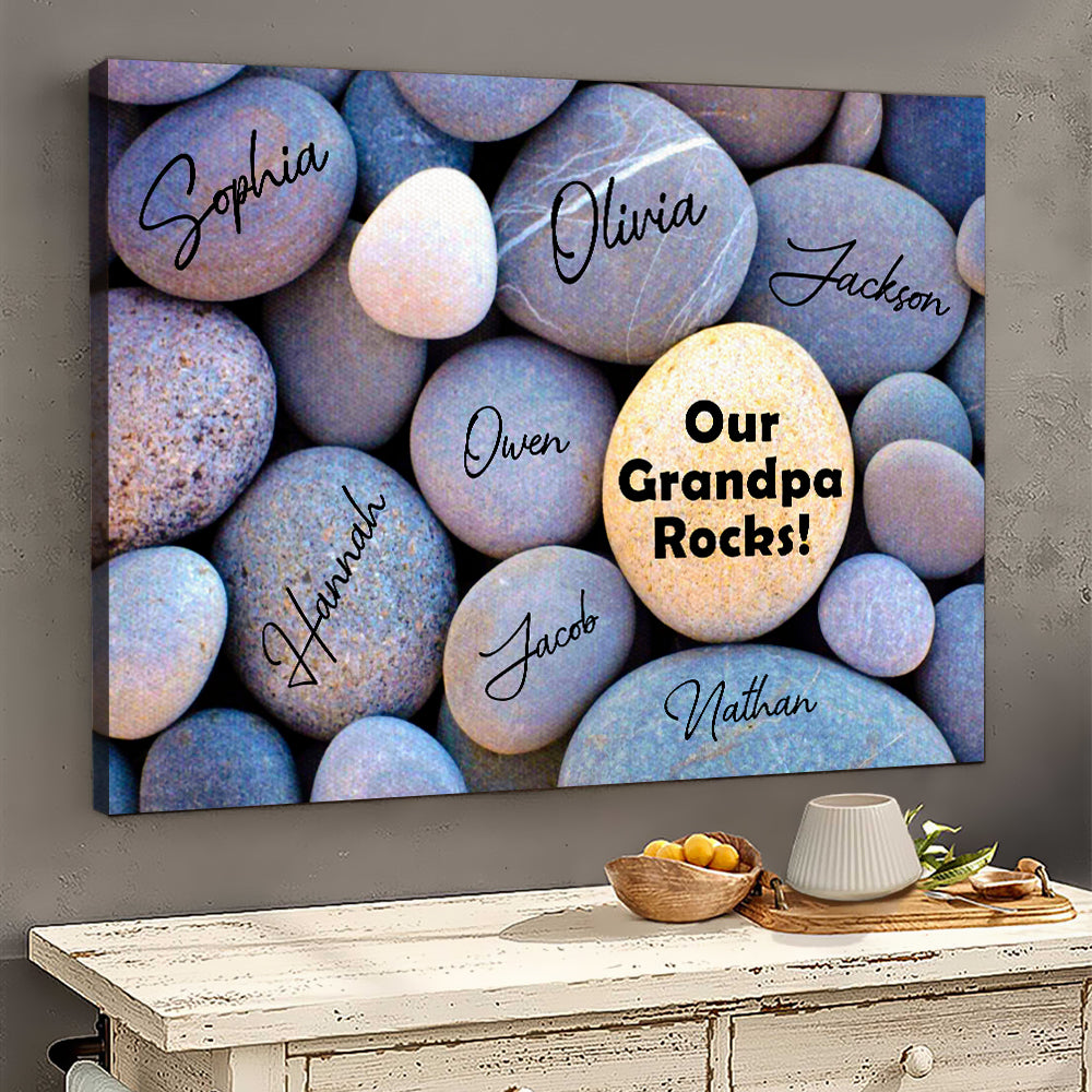 Personalized Rock Family Custom Grandparents And Grandkids Rocks Canvas Prints And Poster