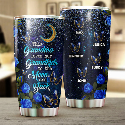 Personalized This Grandma Love Her Grandkids To The Moon And Back Tumbler