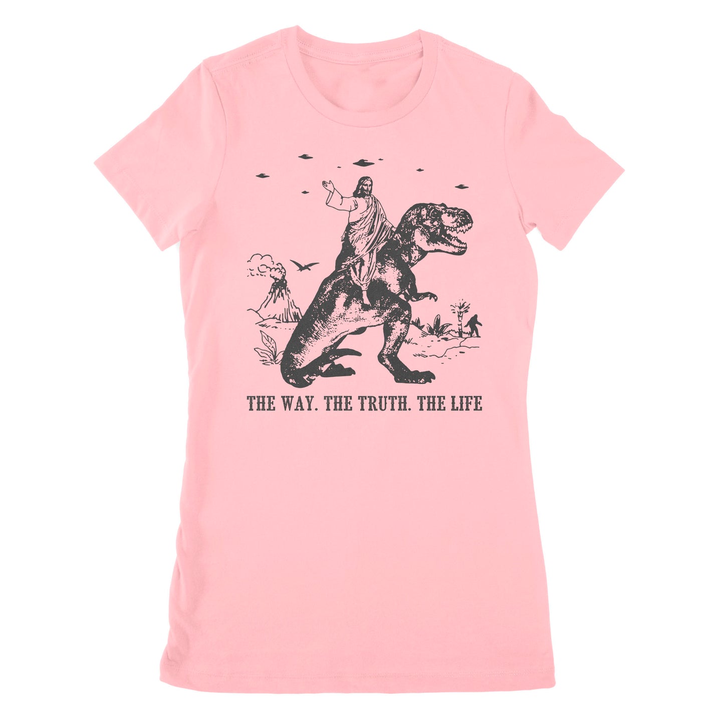 Premium Women's T-shirt - Jesus Riding Dinosaur The Way. The Truth. The Life